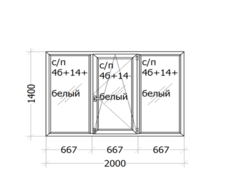 Окно Veka Softline ( пяти-камерный  профиль ) 2000 x 1400 мм с/п 4б+14+4б+14+4и